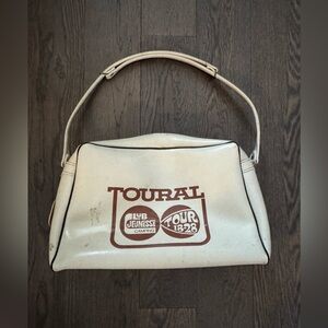 Vintage vinyl duffle/ bowling-style bag.